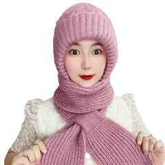 Ladies Winter Integrated Hat Scarf