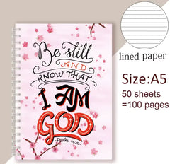 Be Still and Know That I Am God - Christian Spiral Notebook with Psalm 46:10 Quote