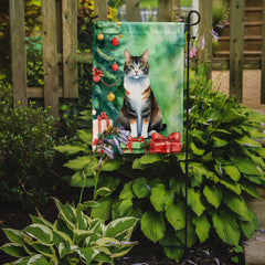 Manx Cat By the Christmas Tree Garden Flag