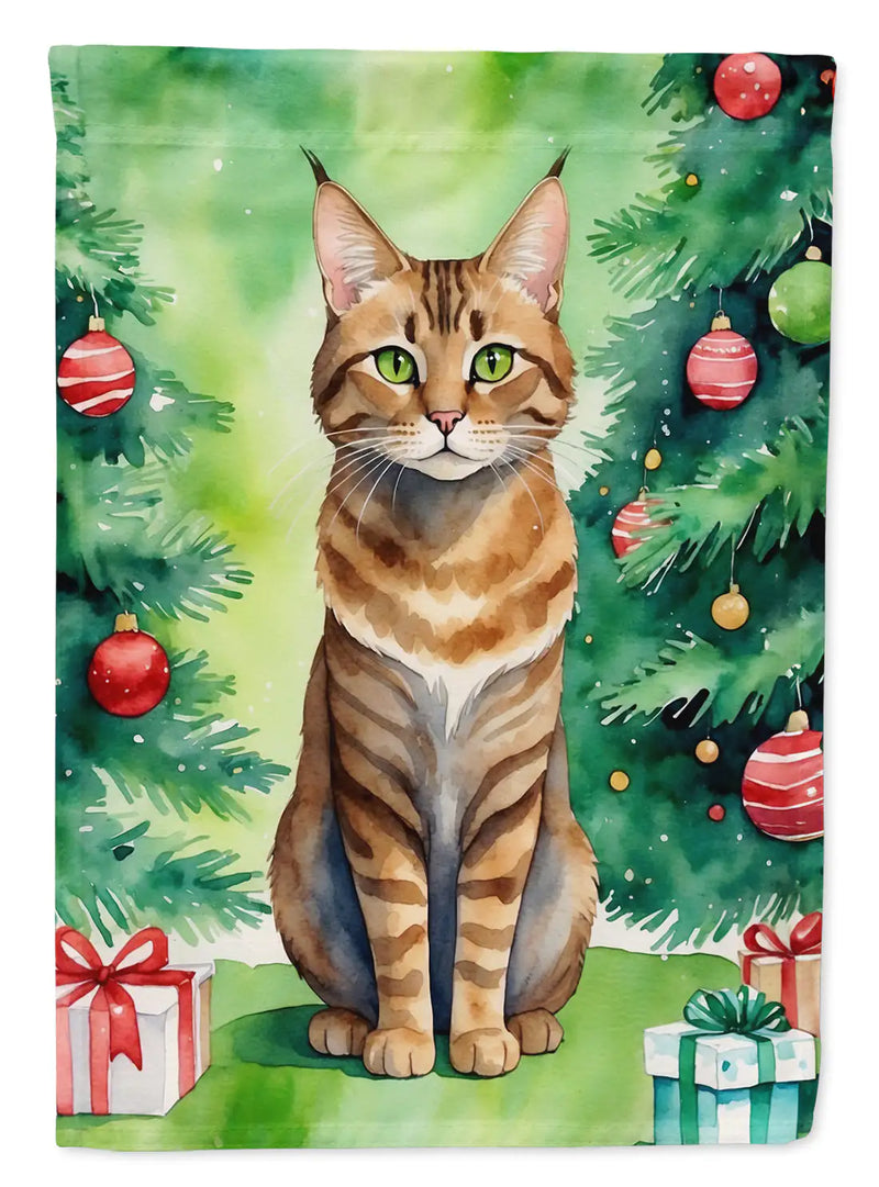 Sokoke Cat By the Christmas Tree Garden Flag