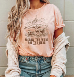 Follow The Word Not The Herd,Western Shirt,Country Shirt,Christian Shirt